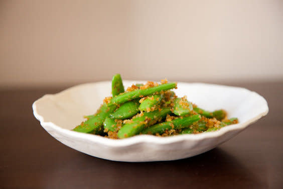 Sugar Snap Peas with Lemon-Chili Breadcrumbs