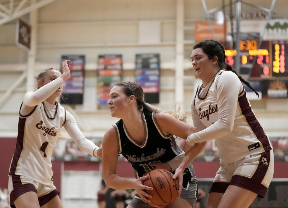 Ella Martin, center, averages 15.8 points and 8.7 rebounds for OCC-Ohio champion Westerville Central.