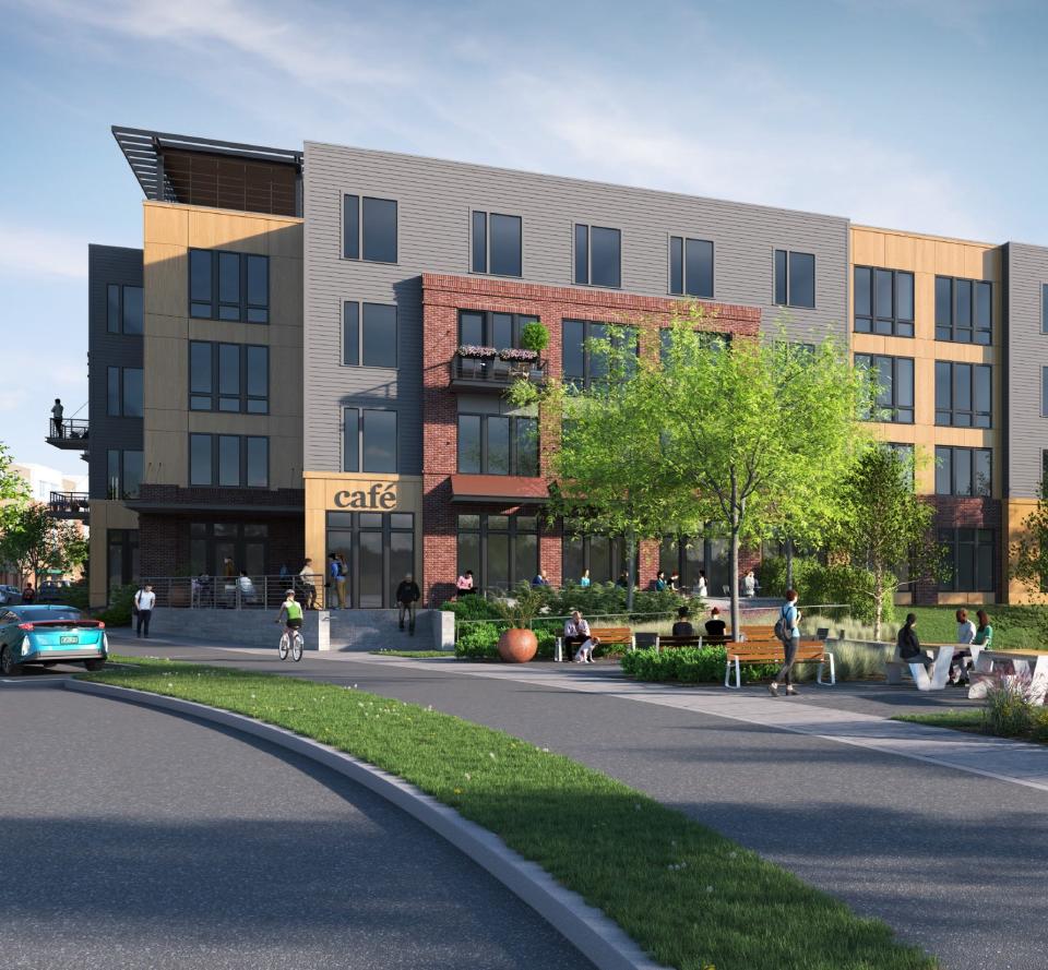 An artist's rendering of 112 Garden St., the joint project of UVM Health Network and Snyder-Braverman Development Co. that will provide 120 apartments for Health Network employees on a site directly behind Healthy Living grocery market.