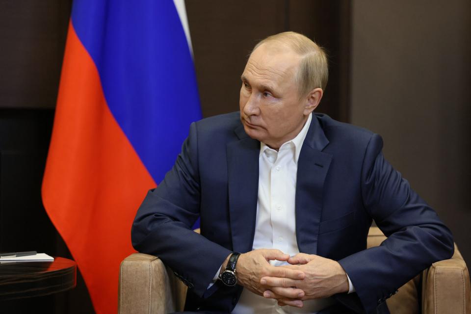 Russian President Vladimir Putin attends a meeting with his Belarus' counterpart in Sochi on September 26, 2022. (Photo by Gavriil GRIGOROV / SPUTNIK / AFP) (Photo by GAVRIIL GRIGOROV/SPUTNIK/AFP via Getty Images)