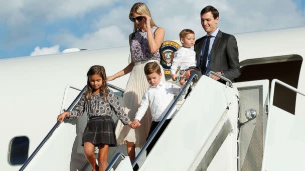 PHOTO: Ivanka Trump with her husband Jared Kushner and their children arrive at Morristown municipal airport, N.J., to spend a weekend with President Donald Trump in Bedminster, Sept. 15, 2017.  (Yuri Gripas/Reuters)