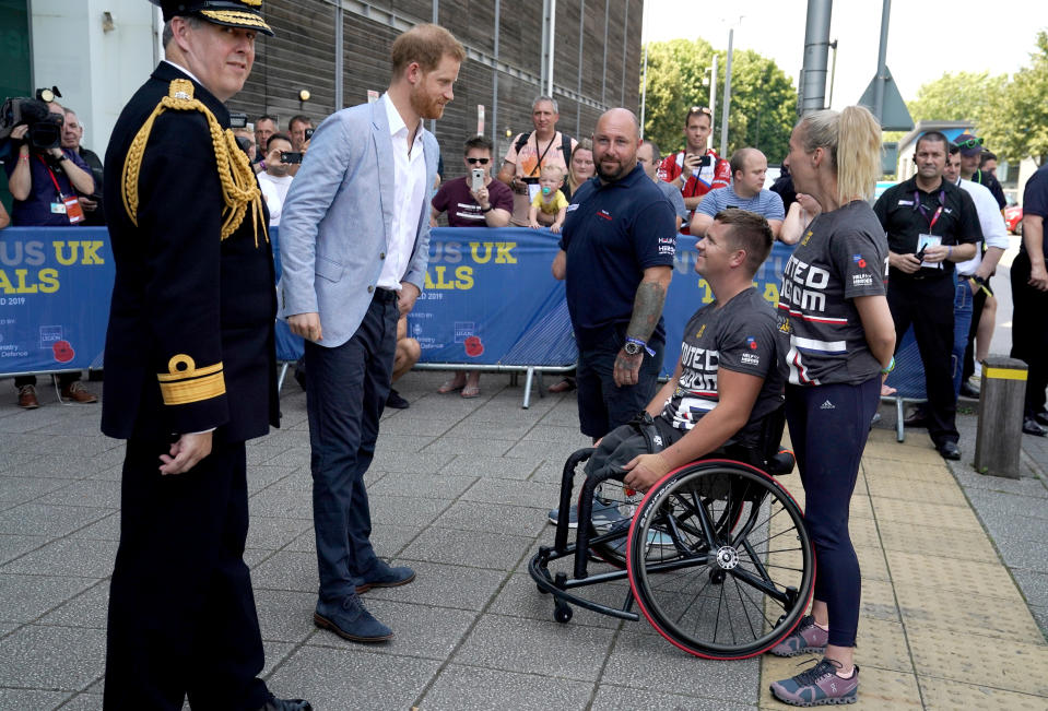 The Duke of Sussex leaves the English Institute of Sport Sheffield, Sheffield, where met competitors during the Invictus UK Trials.