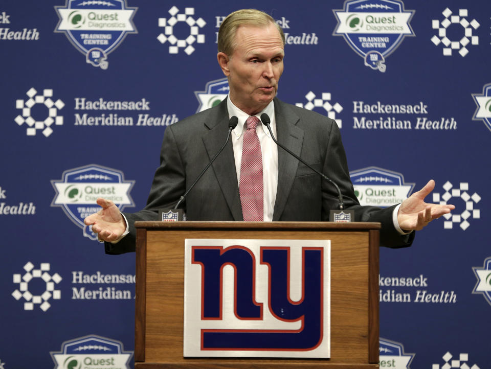 John Mara, co-owner of the New York Giants, spoke to reporters on Monday to try to explain why the team’s coach and general manager were fired. (AP)