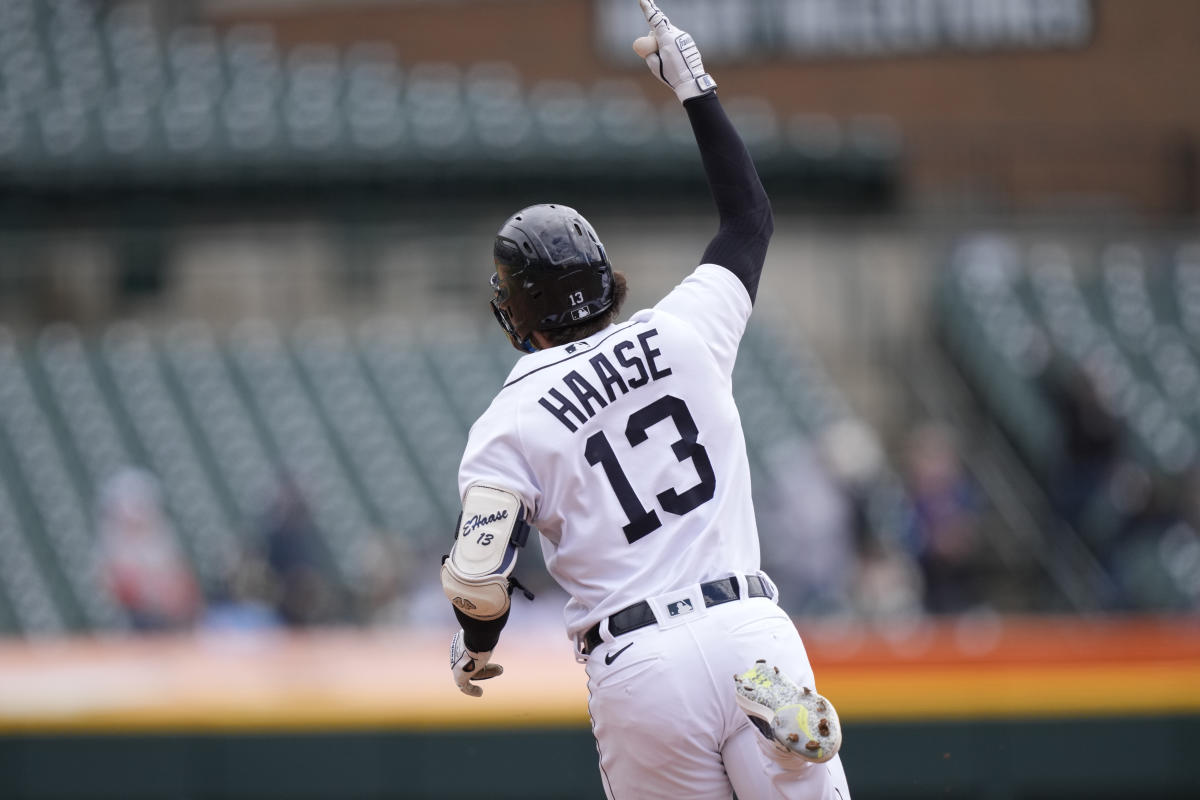 Eric Haase signs home run ball for kid who caught it