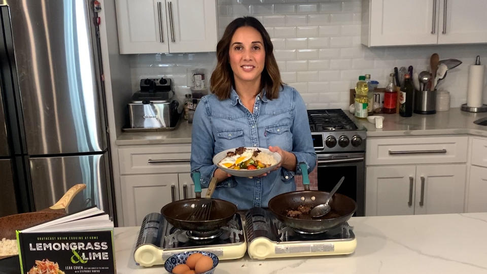 Chef Leah Cohen makes a big, savory breakfast to eat with her family