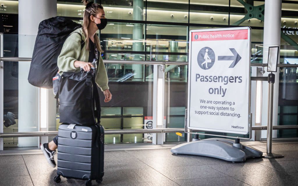 An arrival at Heathrow yesterday - Getty