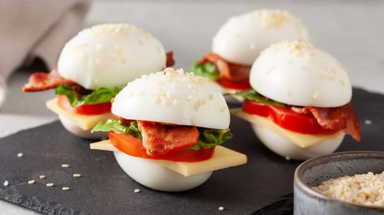 Hard-boiled egg BLT sliders