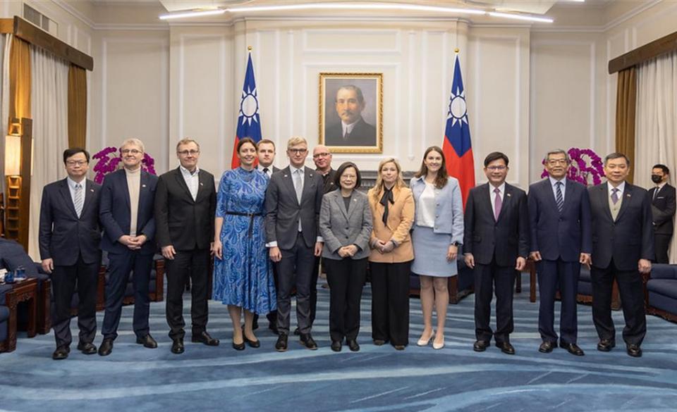 總統蔡英文7日接見愛沙尼亞國會友台小組主席裴克多訪問團。圖／總統府提供