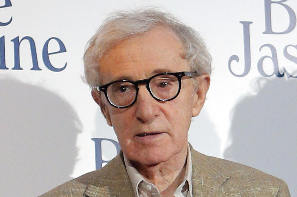 FILE - This Aug. 27, 2013 file photo shows director and actor Woody Allen at the French premiere of "Blue Jasmine," in Paris. Allen is again denying he molested adoptive daughter Dylan Farrow and is calling ex-partner Mia Farrow vindictive, spiteful and malevolent in an open-letter published online Friday, Feb. 7, 2014 by The New York Times. (AP Photo/Christophe Ena, File)