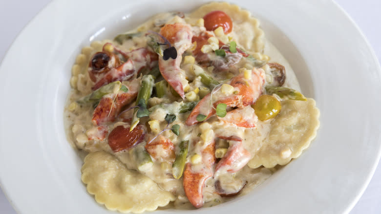 ravioli with chunks of lobster