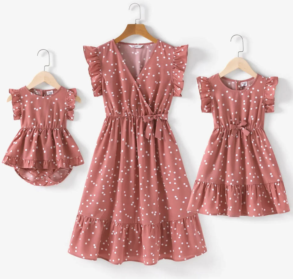 PatPat Dots Pink Mommy and Me Dresses
