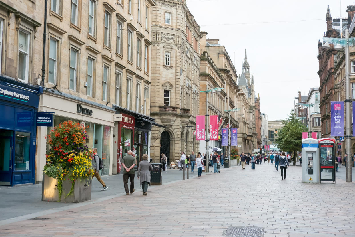 Buchanan shopping street in Glasgow, UK. Photo: Getty 