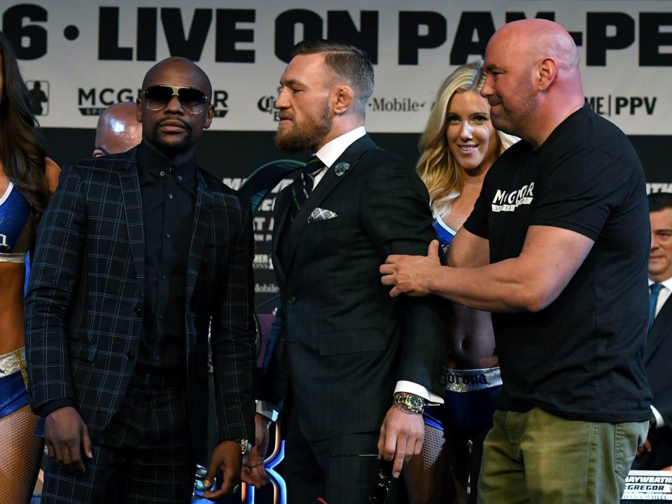 Floyd Mayweather, Conor McGregor, and Dana White.