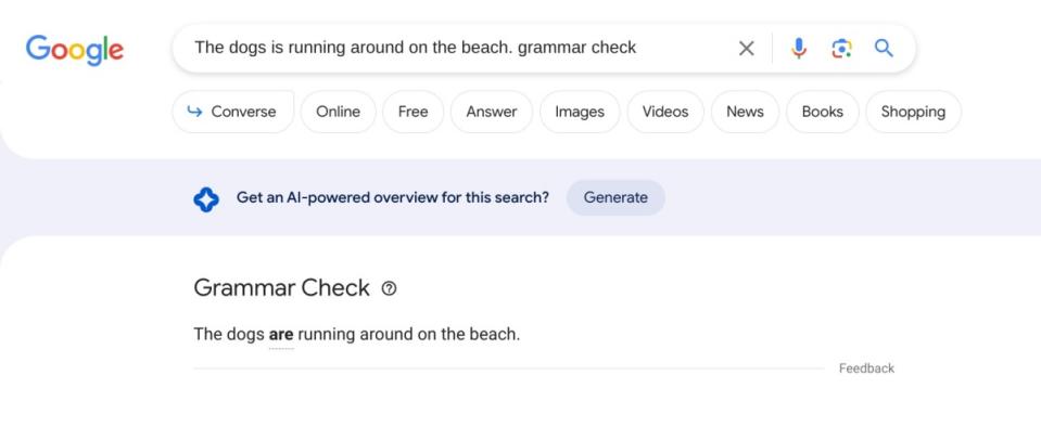 Google在英語版搜尋服務增加以人工智慧運作的文法檢查功能