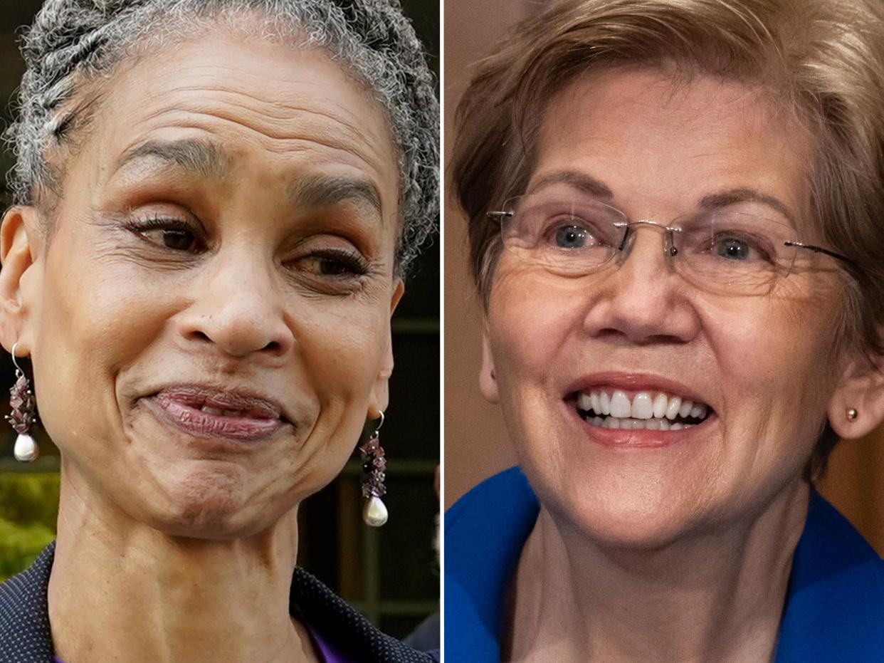 Mayoral hopeful Maya Wiley (left) and Sen. Elizabeth Warren