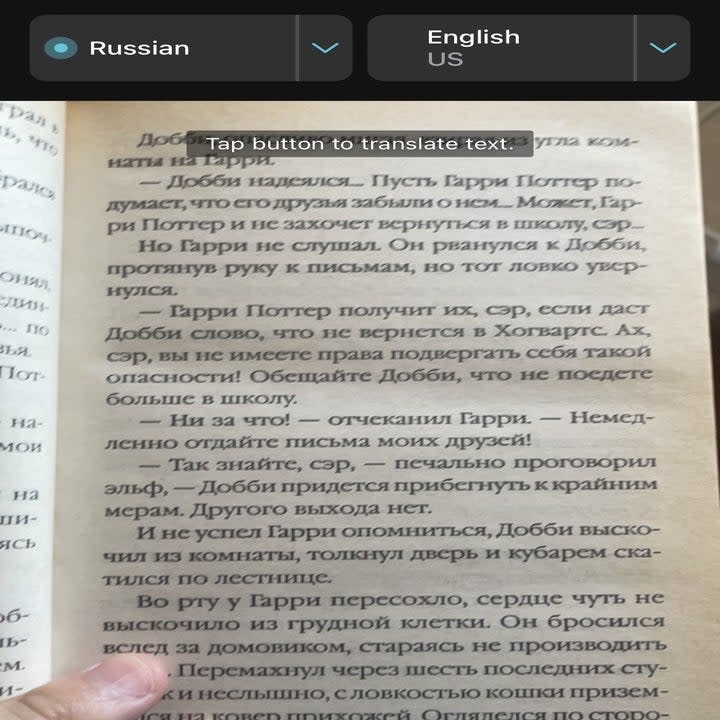 an image of text with the option to translate it