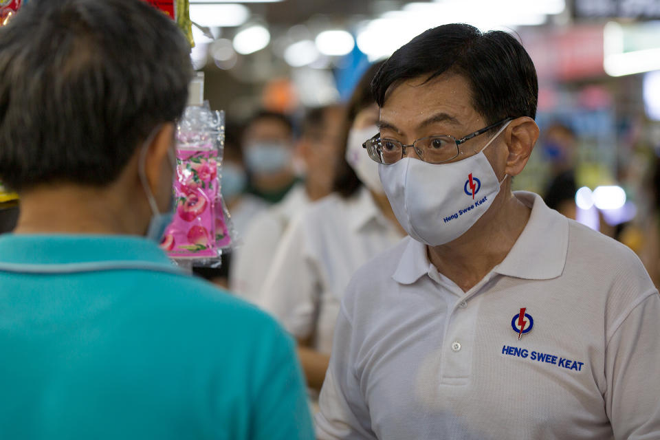 Heng Swee Keat, Singapore’s Deputy Prime Minister and PAP candidate for East Coast GRC, seen during a walkabout in Simei on Friday (3 July). (PHOTO: Dhany Osman / Yahoo News Singapore)