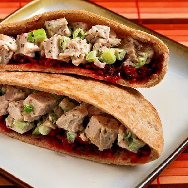 24) Turkey Pita Sandwiches With Cranberry Salsa