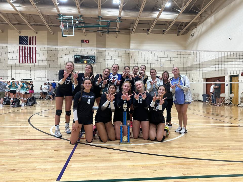 The CSN volleyball team poses for pictures following their 5-0 finish at the Wildcat Invite on Saturday, Sept. 30, 2023 at the Estero Rec Center.