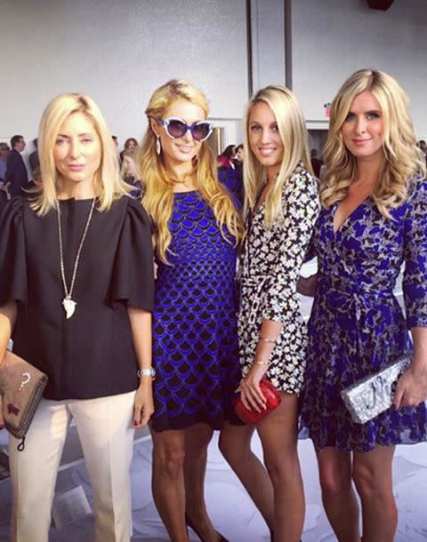 Princess Maria-Olympia of Greece is pictured here the Hilton sisters. Photo: instagram.com/olympiagreece