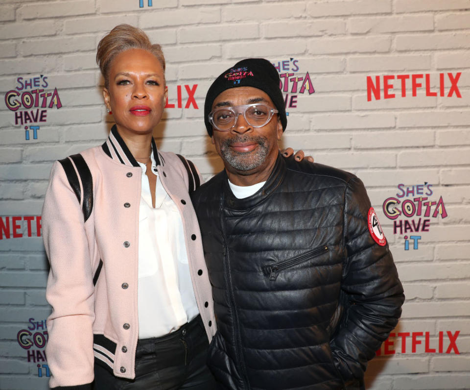 Tonya and Spike Lee at the premiere for <em>She’s Gotta Have It</em> last November in New York City. (Photo: Getty Images)