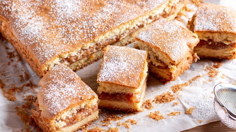 Hungarian apple cake sliced