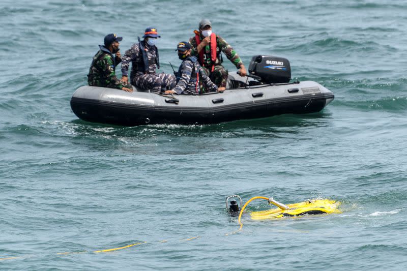 Rescue operation after the Sriwijaya Air Flight SJ 182 crashed into the sea off the Jakarta coast