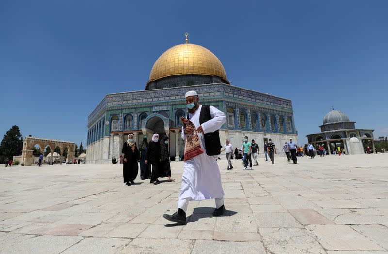 Muslims attend Friday prayers in Jerusalem's Old City
