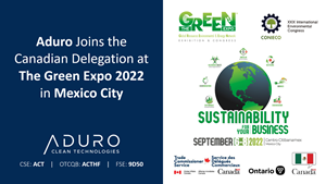 Aduro Joins Canadian Delegation at The Green Expo 2022 in Mexico City