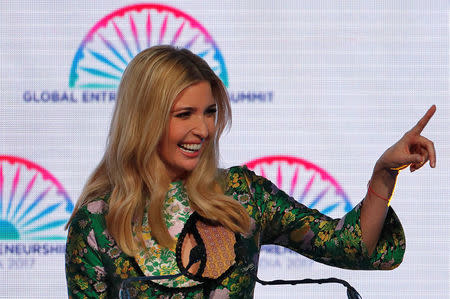 Ivanka Trump, daughter of U.S. President Donald Trump, speaks during the Global Entrepreneurship Summit (GES) in Hyderabad, India November 28, 2017. REUTERS/Cathal McNaughton