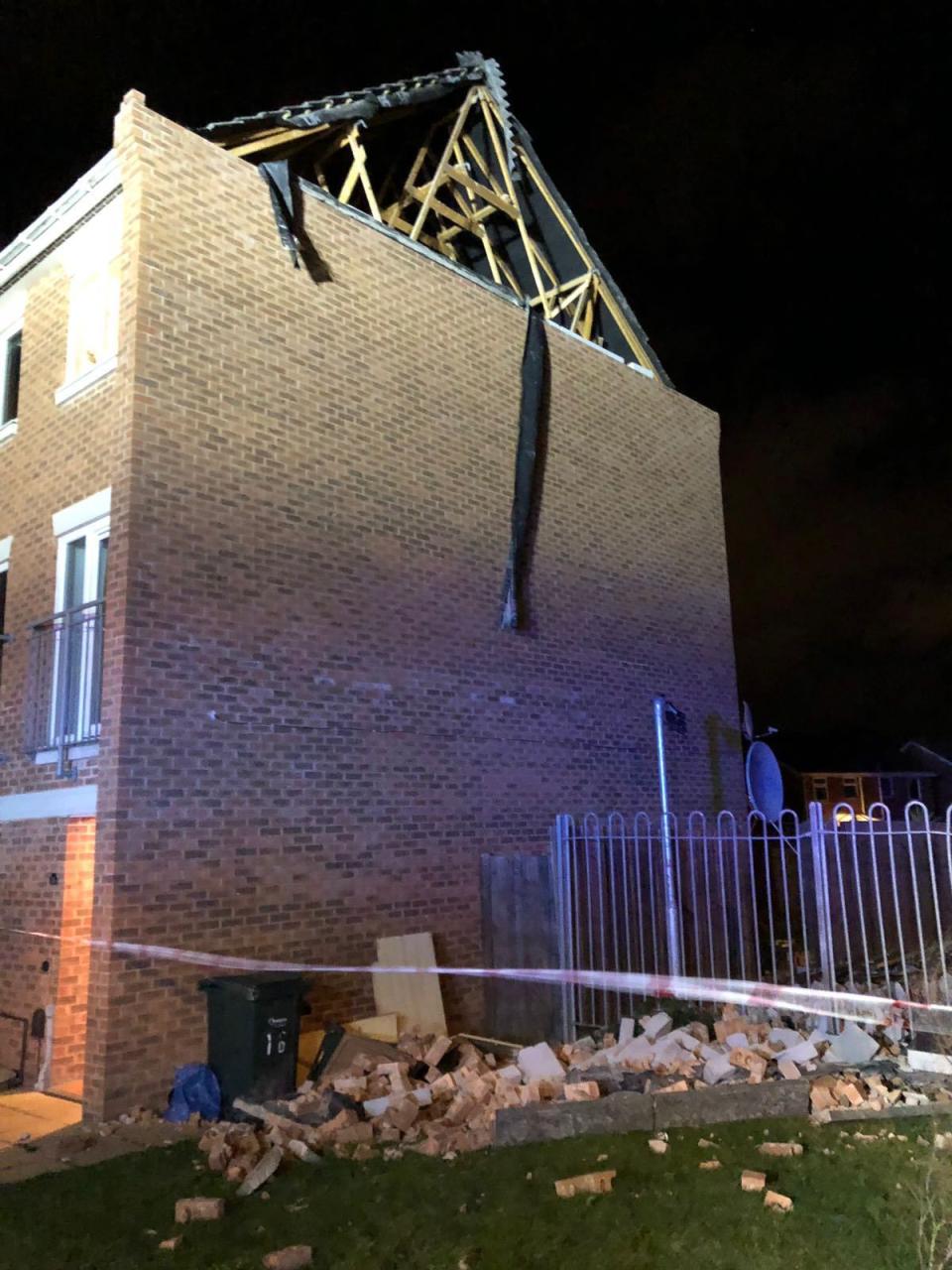 The roof of a house in Coventry is torn off after being hit by the force of Storm Fionn (PA)