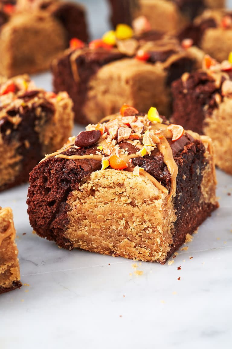 peanut butter cookie stuffed brownies