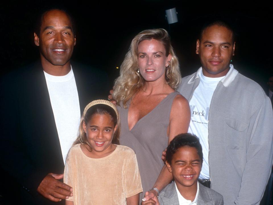 O.J. Simpson, Nicole Brown Simpson, Jason Simpson, Sydney Brooke Simpson, and Justin Simpson in 1994.