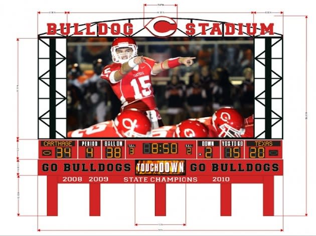 The Carthage Jumbotron, as it will appear when completed — Carthage ISD