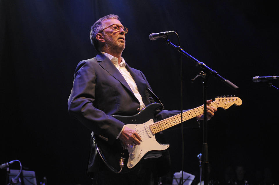 Photo by: KGC-138/STAR MAX/IPx 2018 12/17/18 Eric Clapton performing during 'In Memory of Chas Hodges' at Shepherd's Bush Empire in London.