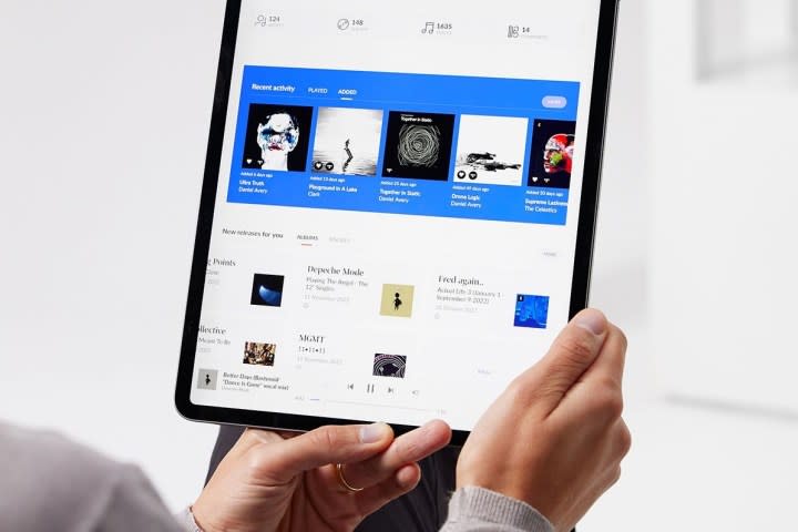 Roon software on a tablet.