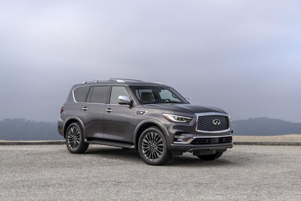 <p>Last year, the average price of a used Infiniti QX80 came in at $52,874, according to iSeeCars's researchers. One year later, however, the big Infiniti SUV's average price on the used car market is down nearly $12,000 to a reported average of $41,094 in February 2023.</p><p><a class="link " href="https://www.caranddriver.com/infiniti/qx80" rel="nofollow noopener" target="_blank" data-ylk="slk:MORE ABOUT THE INFINITI QX80;elm:context_link;itc:0;sec:content-canvas">MORE ABOUT THE INFINITI QX80</a> </p>