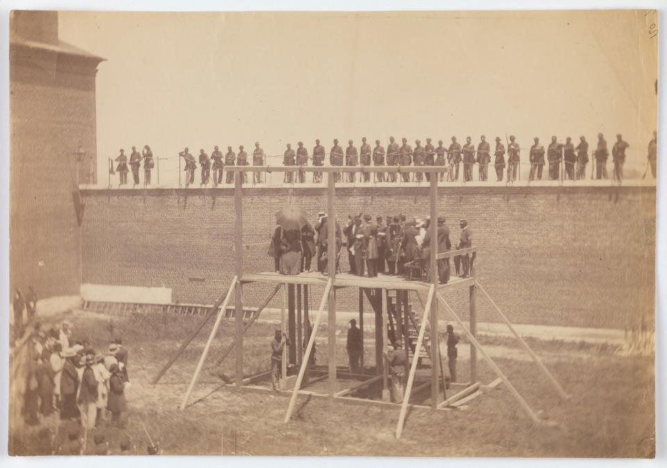 Execution of the conspirators, on July 7, 1865.<span class="copyright">Alexander Gardner—The Metropolitan Museum of Art</span>