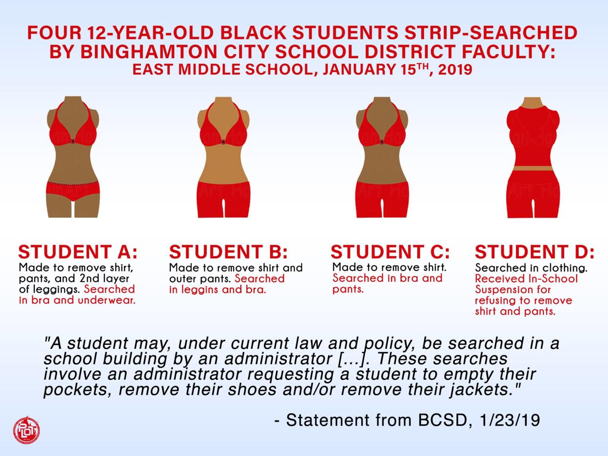 East Middle School in Binghamton, N.Y., is disputing claims that it strip searched four 12-year-old girls suspected of carrying drugs. (Photo: Facebook/Progressive Leaders of Tomorrow)