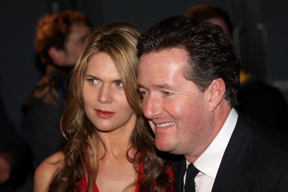 LONDON, ENGLAND - FEBRUARY 23:  Celia Walden and Piers Morgan arrive at the Love Ball, in aid of The Naked Heart Foundation, at The Roundhouse on February 23, 2010 in London, England.  The charity raises funds for play facilities in deprived areas of Russian cities and the event is supported by De Beers.  (Photo by Claire R Greenway/Getty Images)