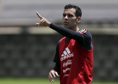 FILE PHOTO: Football Soccer - Mexico's training - World Cup Qualifiers - Mexico City, Mexico. 28/3/16. Mexico's player Rafael Marquez attends a training session in preparation for qualifying match against Canada. REUTERS/Henry Romero/File Photo