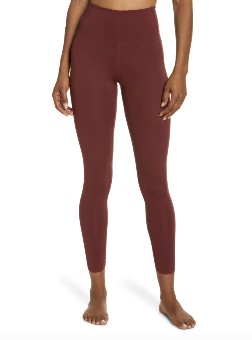 Zella High Waist Studio Lite Pocket 7/8 Leggings in Burgundy London (Photo via Nordstrom)