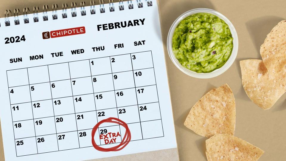 Chipotle is celebrating Leap Day on Feb. 29 with a free guac offer for Chipotle Rewards members who use code EXTRA24 at checkout on the Chipotle app and Chipotle.com.