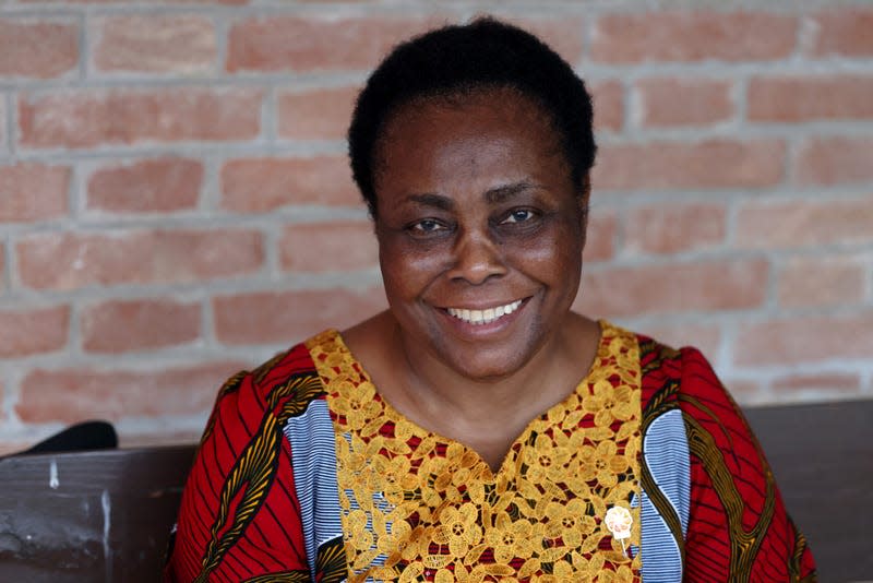 Julienne Lusenge, 2021 Aurora Prize Laureate at the 2022 Aurora Humanitarian Prize Ceremony on San Lazzaro Island on October 15, 2022 in Venice, Italy. - Photo: Victor Boyko for Aurora Humanitarian Initiative (Getty Images)