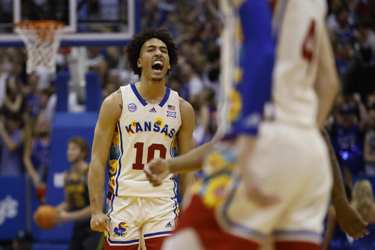 Kansas forward Jalen Wilson (10) has had a huge season for his team. (AP Photo/Colin E. Braley)