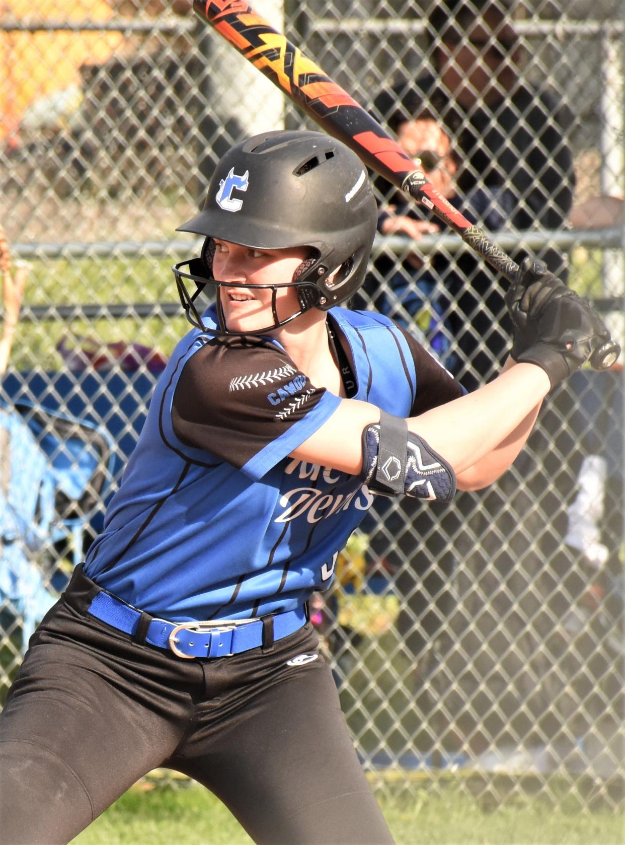 Camden senior Brooke Musch, an all-state selection the last three softball seasons, homered twice against Central Valley Academy at Lower Tolpa  Saturday as part of a stretch that saw her hit six home runs in five-game span for the 9-1 Blue Devils.
