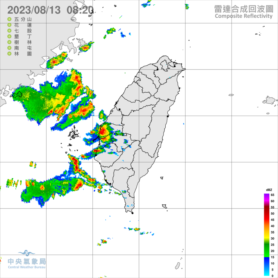 受西南風影響，易有短延時強降雨。(翻攝自氣象局)