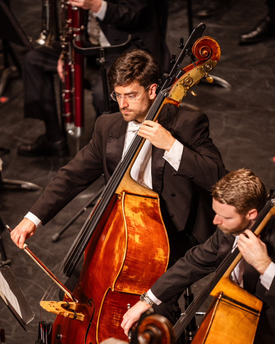 Bassist Brandon Mason and the Detroit Symphony Orchestra perform on Feb. 13, 2024, at the University of Florida Performing Arts in Gainesville, Florida.