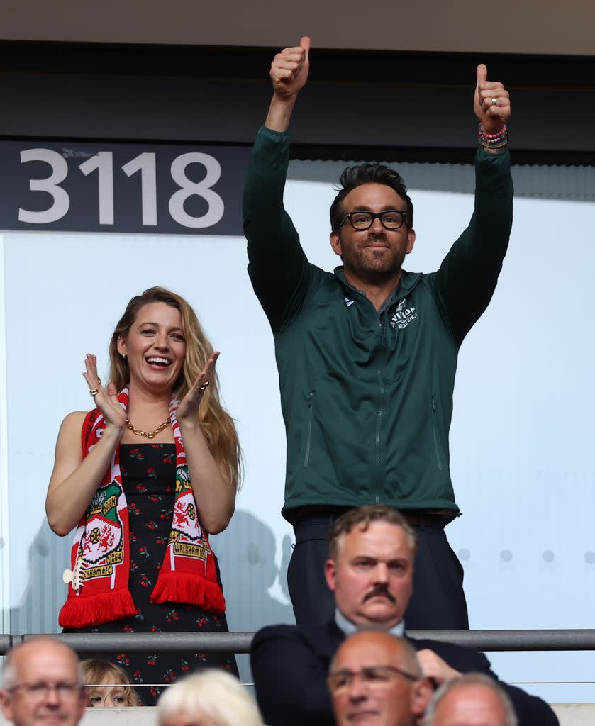 Blake Lively and Ryan Reynolds cheer on his Wrexham football club