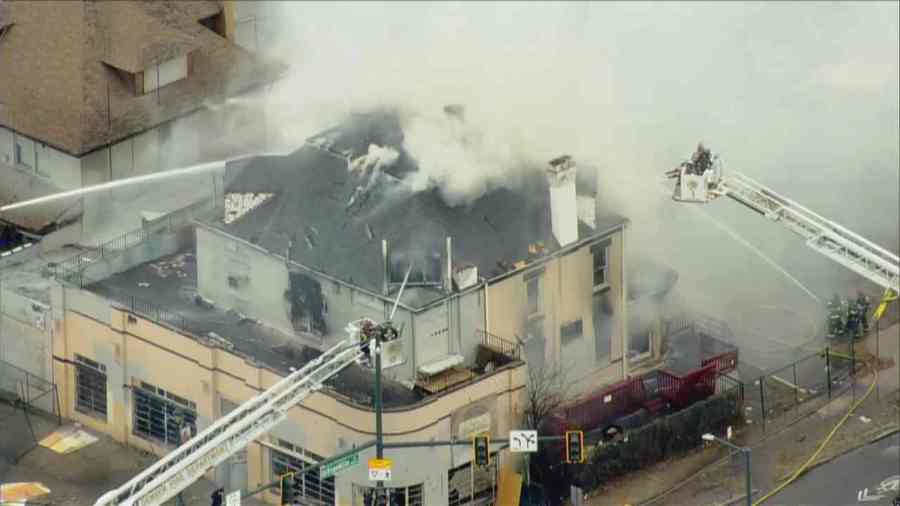 A large fire burning in a home at Colfax and Franklin Street on March 13, 2023